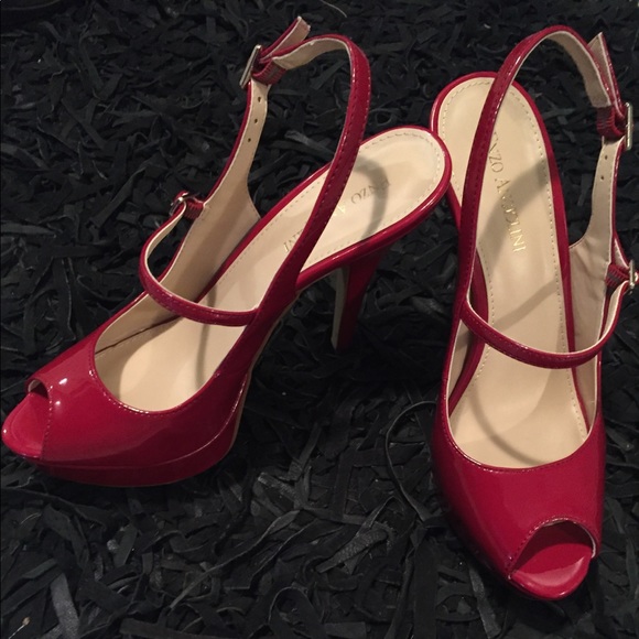 Enzo Angiolini red peep toe heels. - Picture 2 of 5